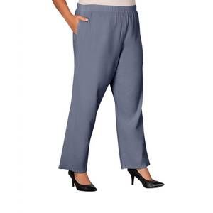 NEW ON THE PLUS SIDE wide leg crinkle cotton pants - plus in gray